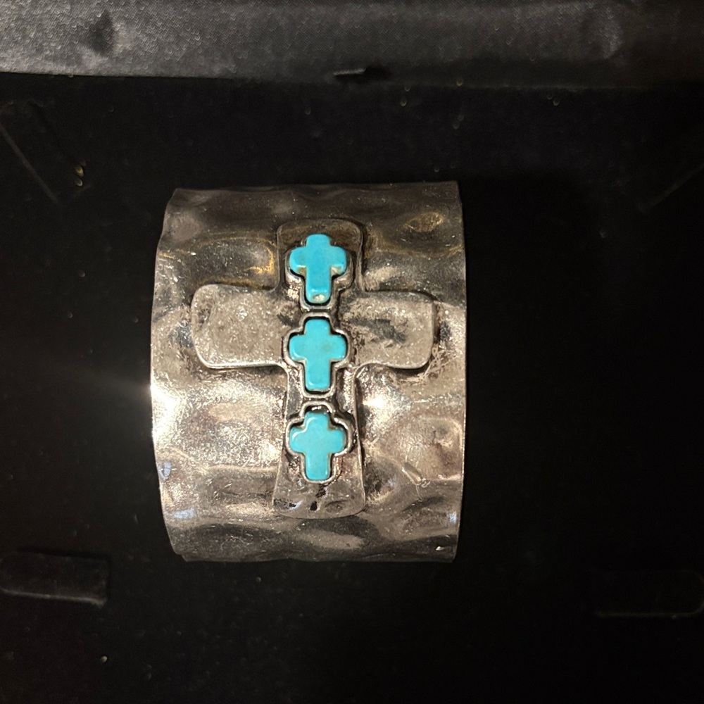 Silver and turquoise cuff